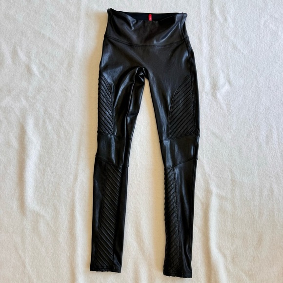 Spanx Black Faux Leather Moto Leggings Size S - Picture 4 of 9